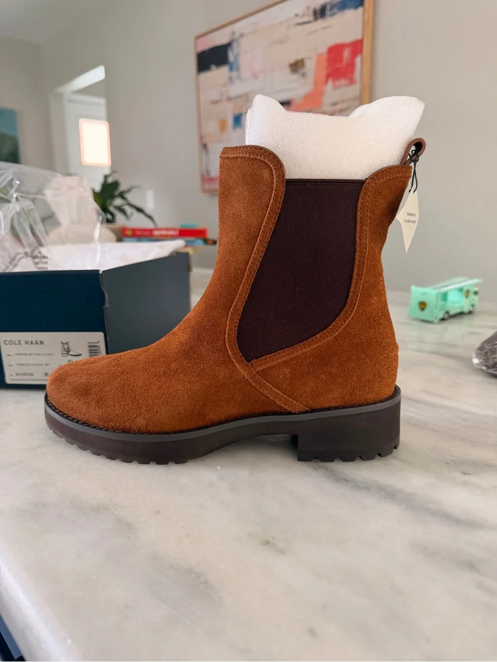Cole Haan Chestnut Brown Suede Chelsea Ankle Boot